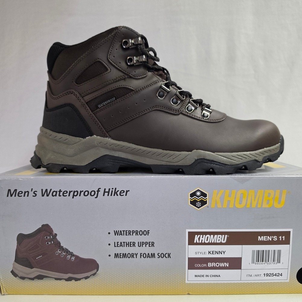 Khombu Kenny Mens Waterproof Hiking Boots Brown Leather Size 11 1925424